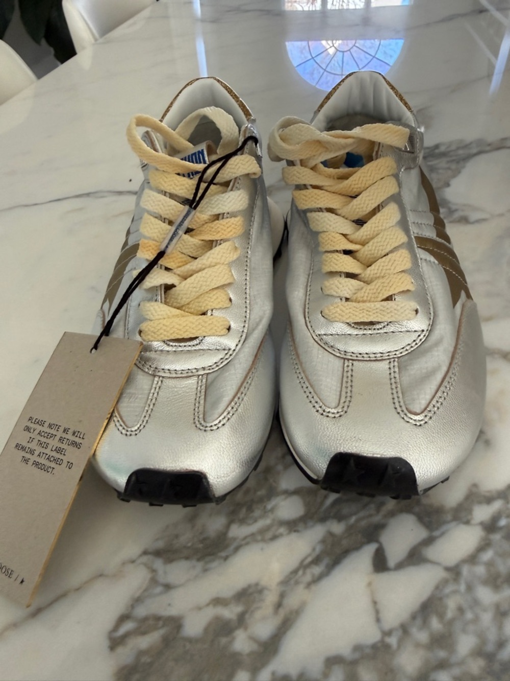 Golden Goose Silver and Gold Running Sneakers - Picture 2 of 4